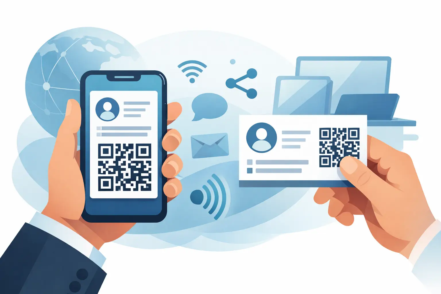 Digital Business Cards With QR Code Work